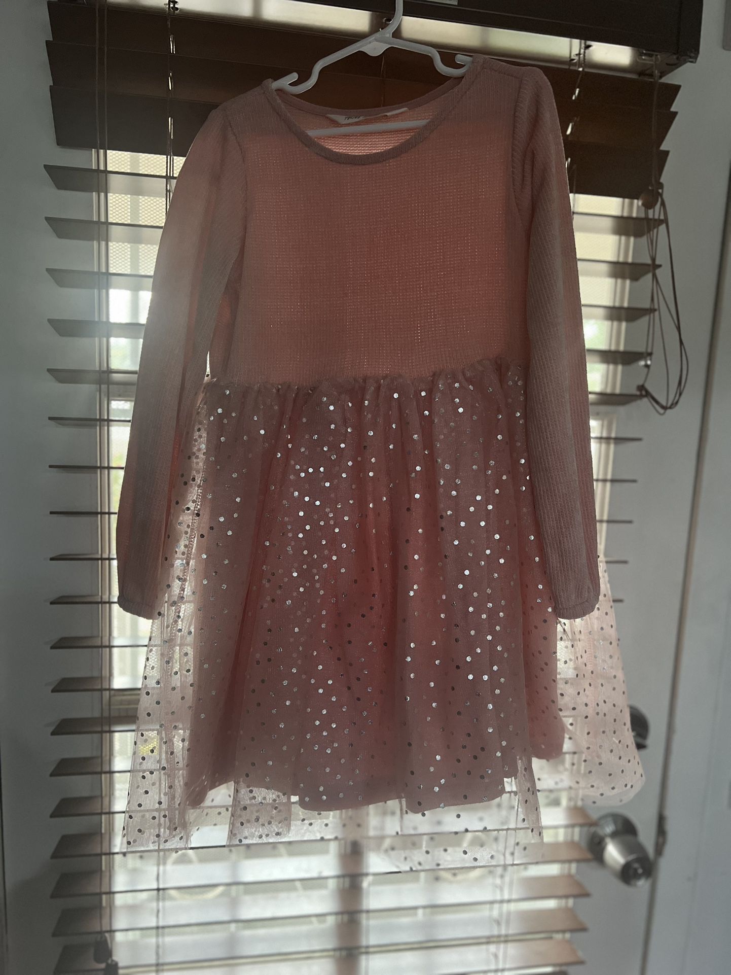 Girls Pink Dress W/polka Dots $10