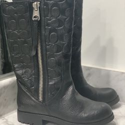 Coach Valentine Embossed Black Boots