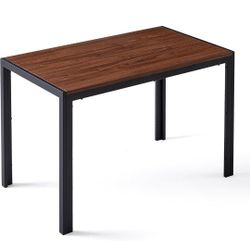 Brand New In Box Modern Mid-Century Dining Table Walnut with Metal Frame, 47" Rectangular Kitchen Table Imitation Wood Home Office Desk Wooden Kitchen