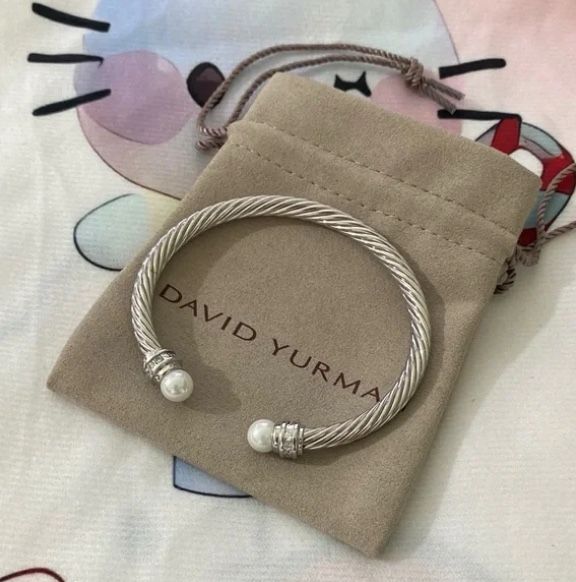 David Yurman Sterling Silver Pearl And PaveDiamond Bracelet