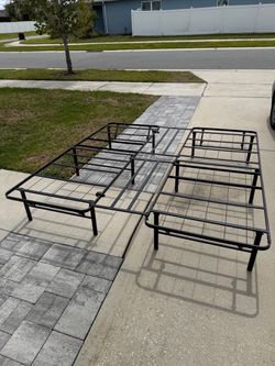 Black Metal Platform Bed Frames – Set of 2
