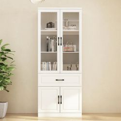 31.5" Classic White Display Cabinet with Glass Doors