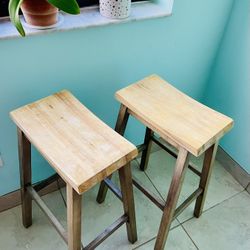 Wooden Bar Saddle Stools