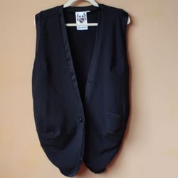 Laura Dawson Blazer Vest Black Tuxedo Style Top  Women's size M Medium 