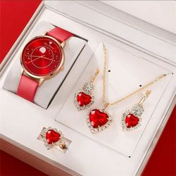 5pcs Watch Set...open Size Ring And 18in Chain.  Description  In Last Photo