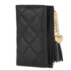 Small Black Zippered Tassle Wallet 