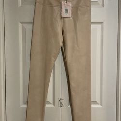 Avec Les Filles Sand Tan Arden Slim Faux Leather Pants Size M