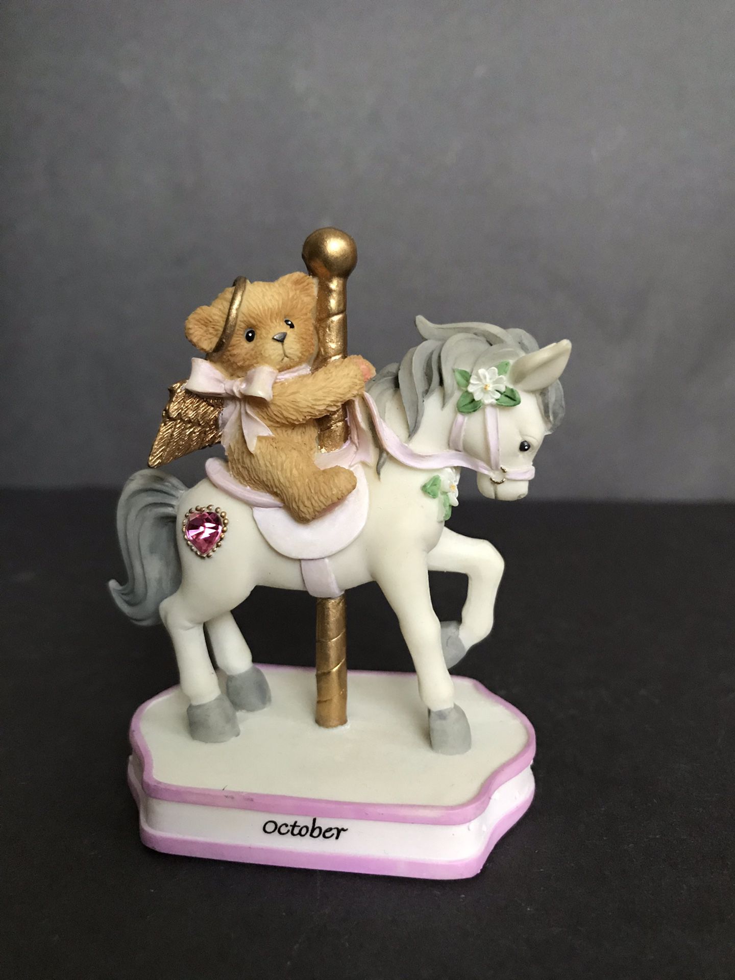 Cherished Teddies October Monthly Carousel Figurine