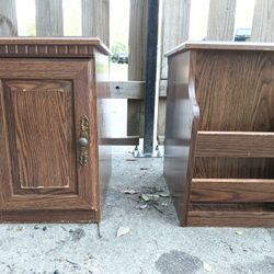 Set Of 2 Wooden End Tables / Magazine Racks For Sale 