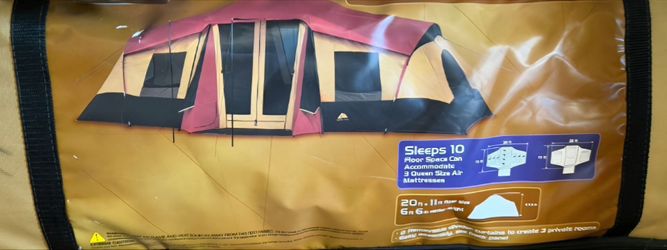 OZARK TRAIL 3-ROOM 20' X 11' X 6'6" XL VACATION LODGE 10 SLEEPS w/  A/C & TOILET