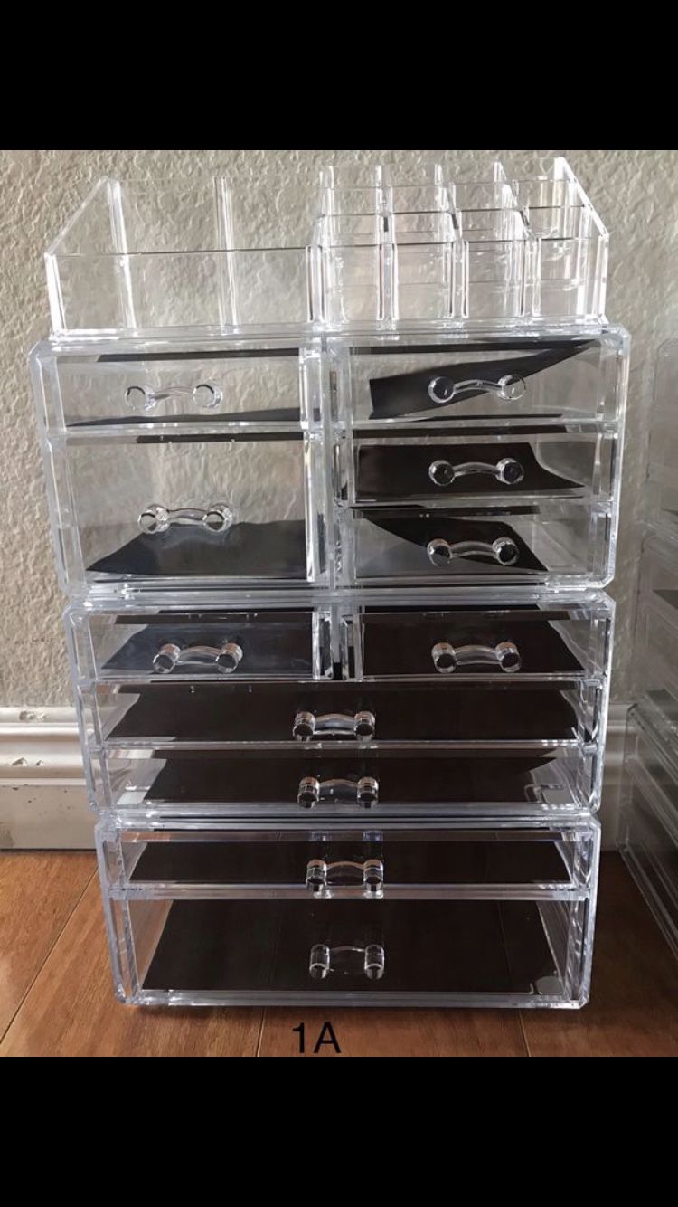 Clear Acrylic 10 Drawers Cosmetic Makeup Storage Cube Organizer and Jewelry Storage Drawers Case Display