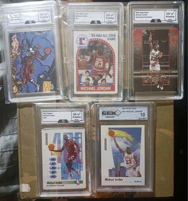 Super Nice Lot Of 5 Michael Jordan Gem Mint 10 Cards