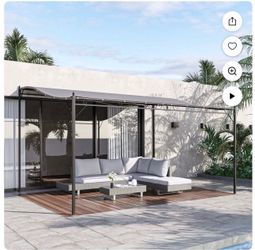Outsunny 10' x 13' Outdoor Pergola Gazebo, Canopy w/ Drain Holes, Gray