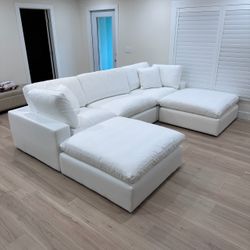 New White Sectional Cloud Couch Sofa