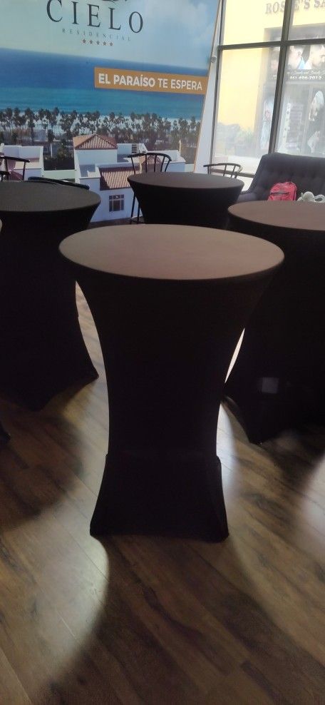 Cocktail Tables 30" Spandex Tablecloths Bar Stools
