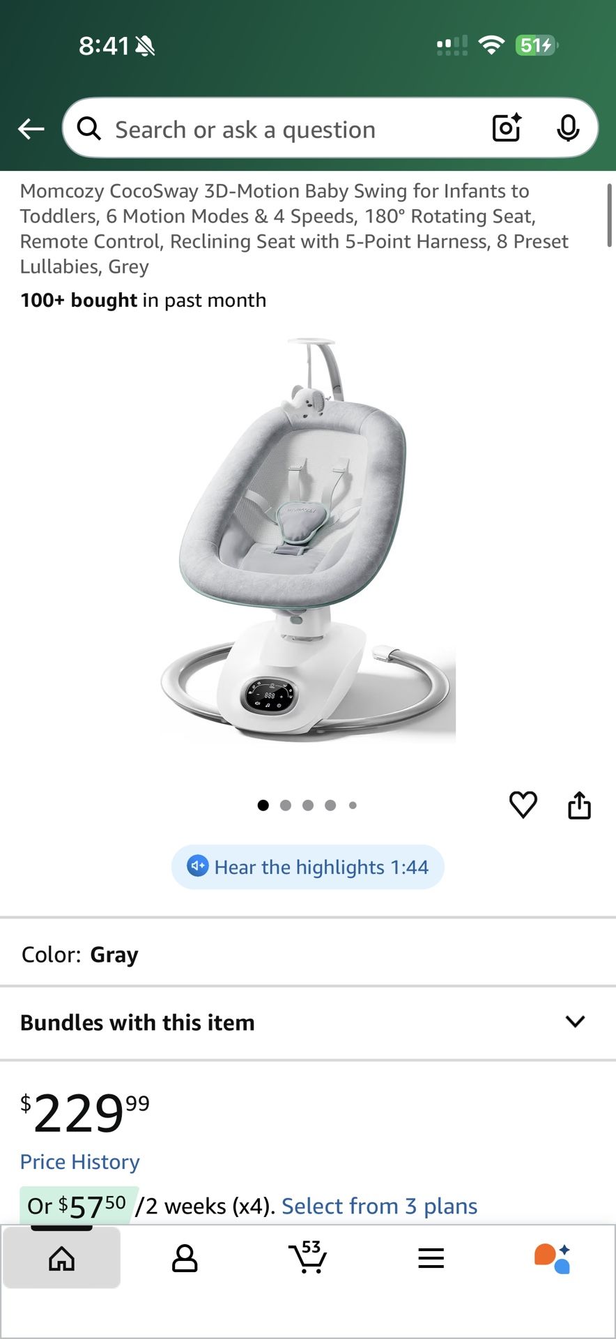 Momcozy Baby Swing Mamaroo
