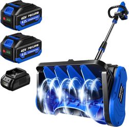 2 * 40V Electric Cordless Snow Shovel, 13 Inch Brushless Electric Snow Blower with 2×4.0Ah Batteries & Fast Charger, 13" Width, 6" Depth, 25FT Throw D