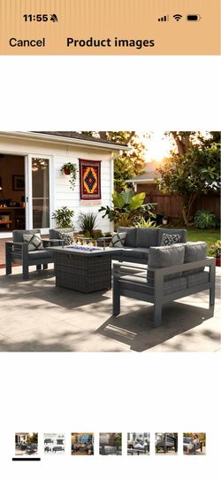 Aluminum Furniture Set- 5 Pieces Patio Sectional Conversation Chat Sofa Modern Seating Set