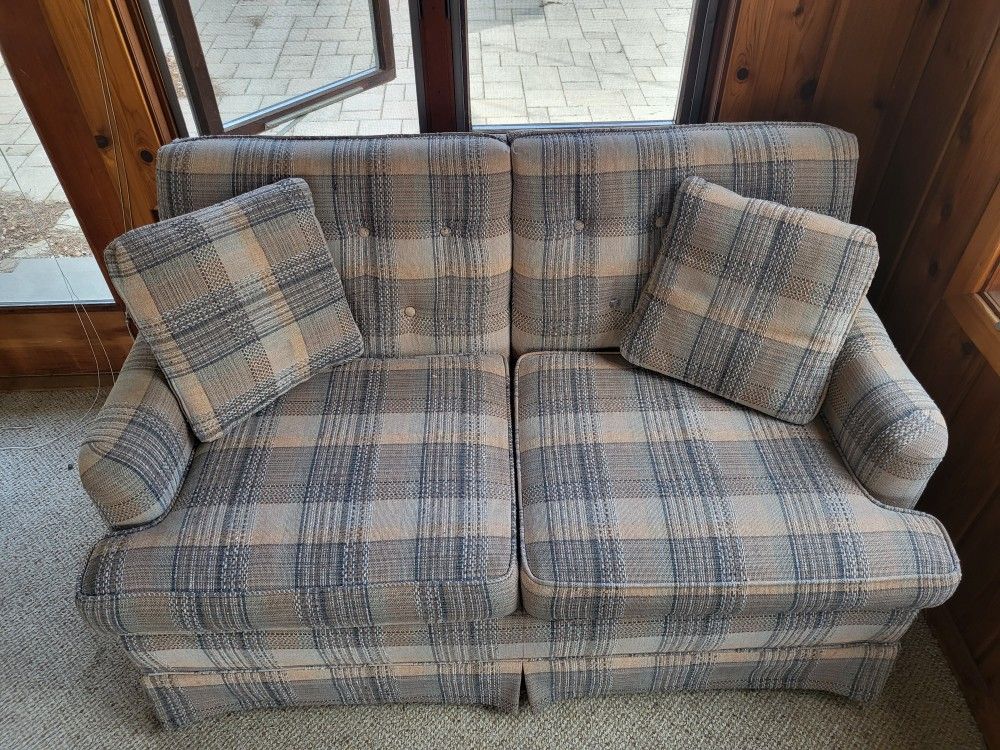 Plaid Two Seater Couch
