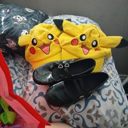 Target Bag Full Of Barbies, Barbie Clothes, 2 Pikachu Hats 1 Pair Of Dolly Shoes Size 12 Girls 