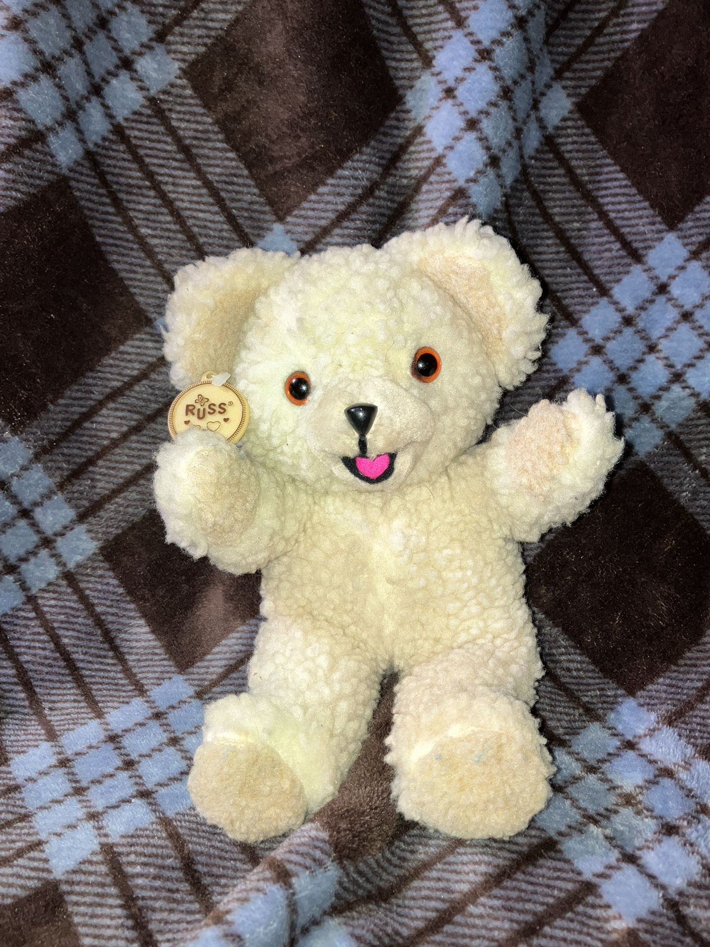 Vintage 10” Russ Snuggle Bear Plush 1986