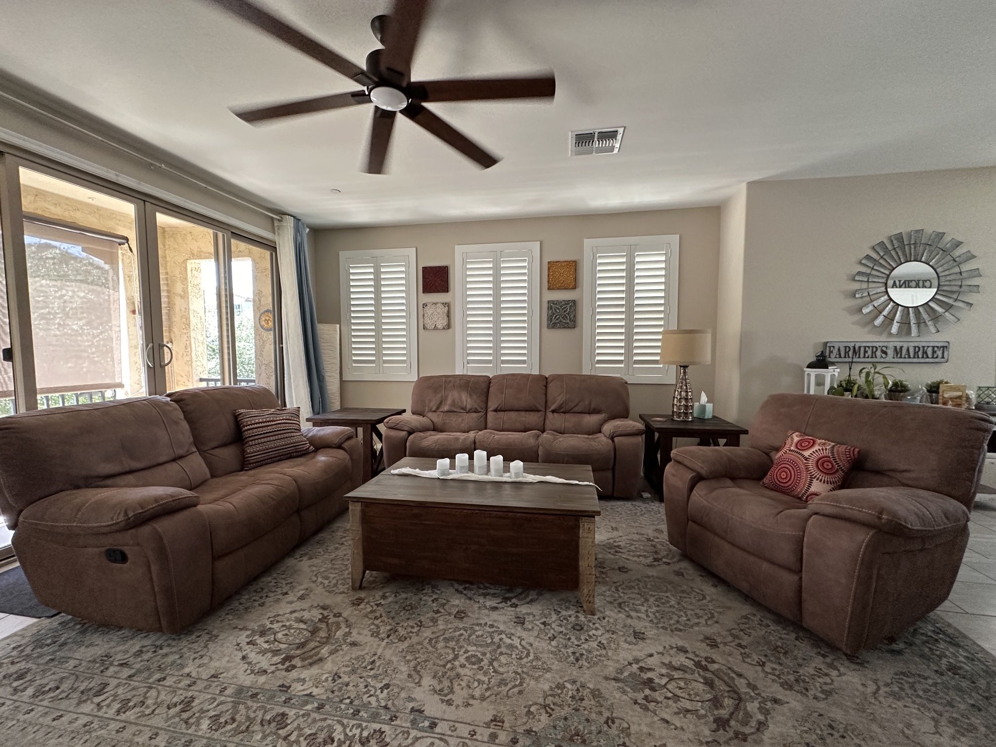 3-Piece Reclining Sofa Set β Saddle Color β Great Condition!