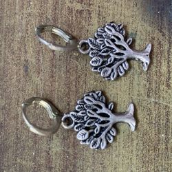 detailed sterling silver tree earrings