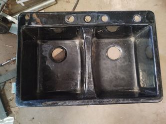 Gloss Black Glazed Cast Iron Sink