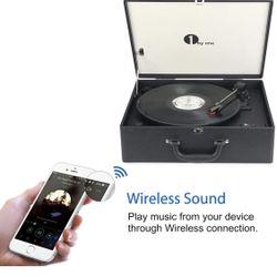 New In Box- Suit-case Style Turntable Wireless Streaming with Speaker, Vinyl to MP3 Recording