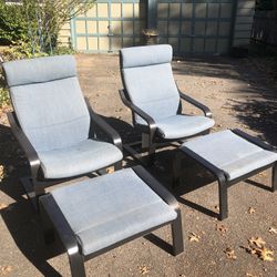 IKEA Poang Chairs and Foot Rests