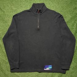 Vintage Polo Ralph Lauren Quarter Zip Fleece Dark Green Large Preowned