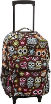Rockland Double Handle Rolling Backpack, Owl, 17-Inch ⭐️NEW⭐️ CYISell