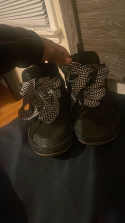 Black High-Top Sneakers with Patterned Laces