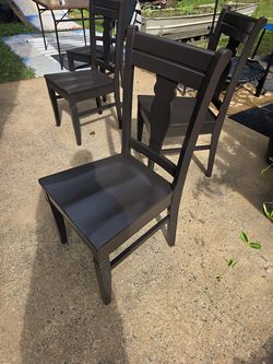 Set of 4 Pier 1 Dark Walnut Solid Wood Dining Chairs