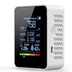  Prefessionall Indoor Air Quality Monitor, 5 in 1 Portable Smartair Quality Tester for CO2 | TVOC | HCHO | Temp | Hum for Home Cars Plants and Pets