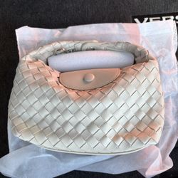 Cruise Woven Detail Shaped Grab Bag In Cream Faux Leather From Ego