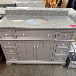 Fremont 49 in. Single Sink Grey Bath Vanity with Grey Granite Top