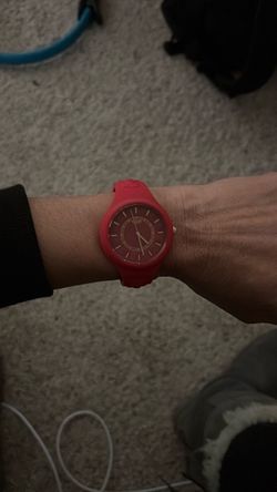 Versus Versace Red Silicone Quartz Watch, Gold-Tone Accents