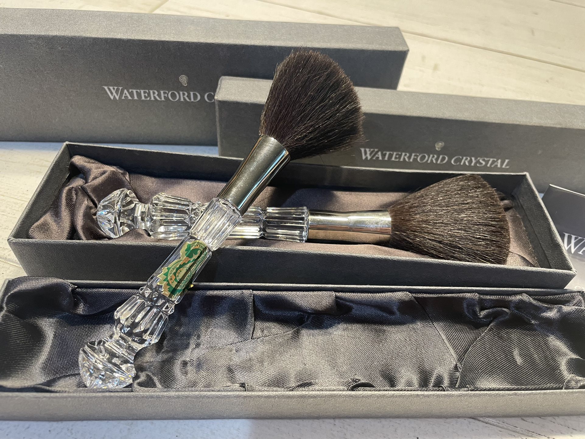 Vintage Waterford Crystal Makeup Brushes New In Original Boxes