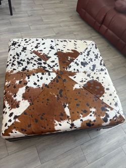 Genuine cow hide ottoman