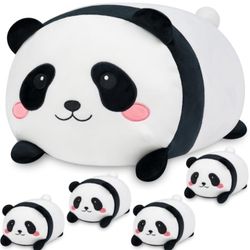 YIIQUWEN Panda Plush, Stuffed Animal Set with 4 Baby Pandas,