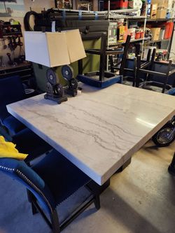Marble table/ with 8 chairs