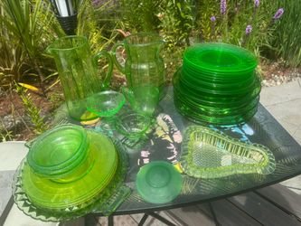 28 Piece Uranium Glass Medley OBO