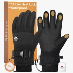 Mens Winter Gloves Waterproof, Gloves for Cold Weather Extreme Women with 3M Thinsulate and Thick Plush Fleece
