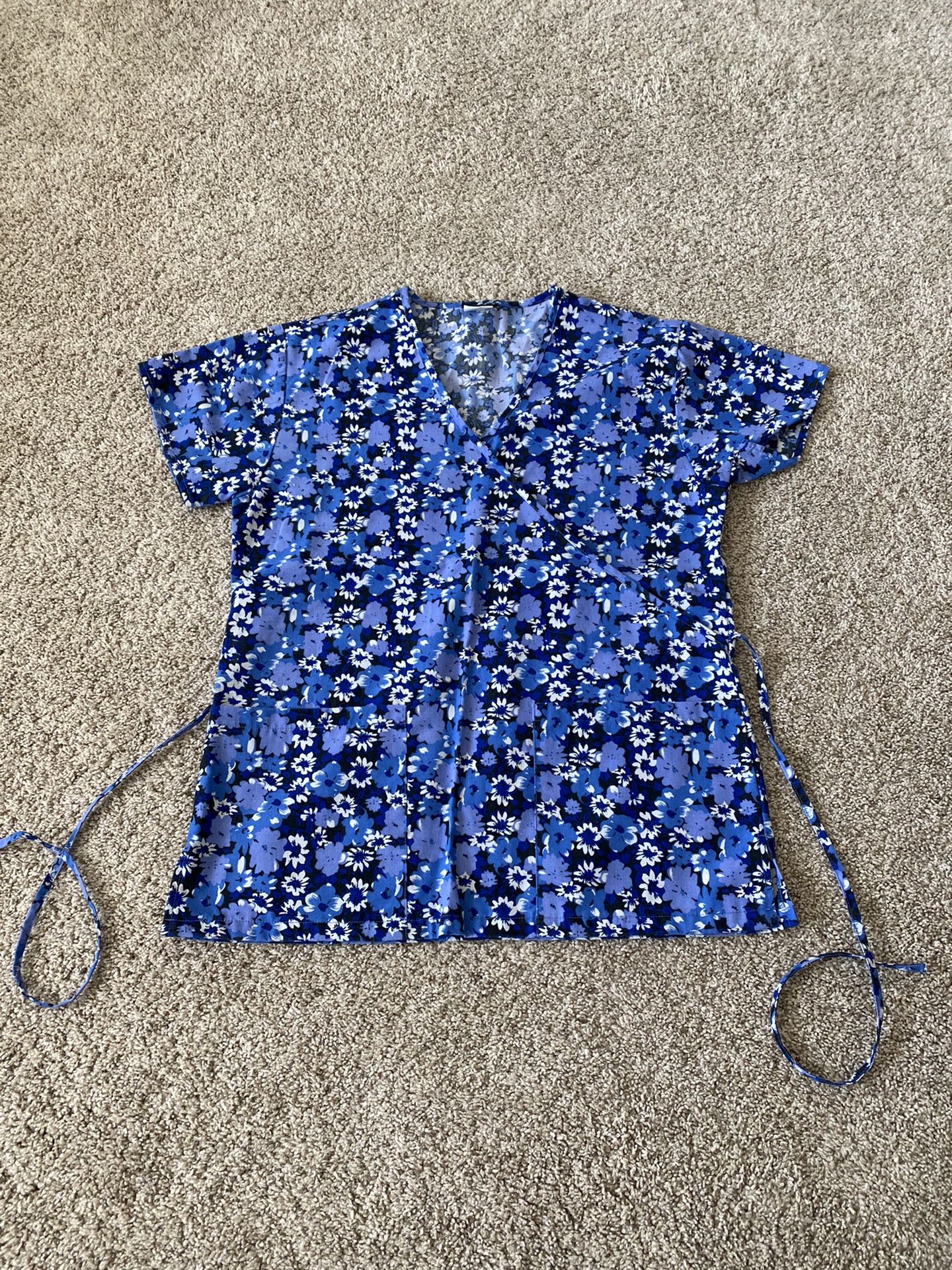 Women’s Blue Floral Scrub Top