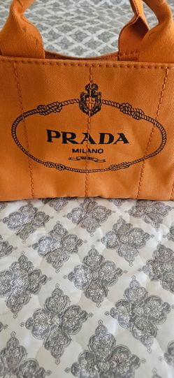 Prada Milano Canvas Tote Bag Orange