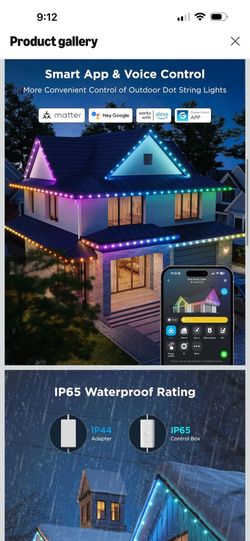 Govee Outdoor LED Strip Lights, 45 RGBIC LED Lights 100FT