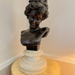 Antique beautiful Lady Bust Sculpture with marble base and stand luxurious statue