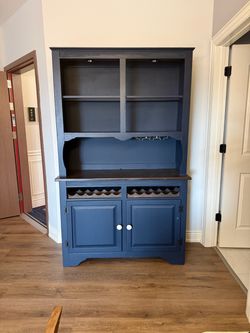 Navy Blue Hutch Dining Credenza