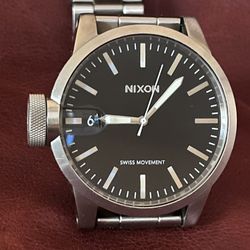 Nixon Men’s Chronolite 48mm Analog Display Swiss Quartz Movement Silver Watch